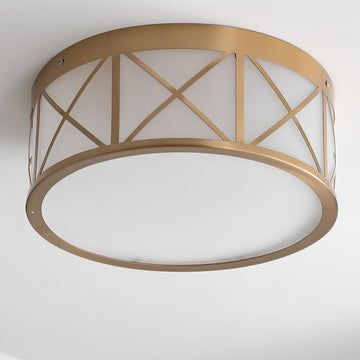 Cadence Drum Metal/Glass Flush Mount - JONATHAN Y